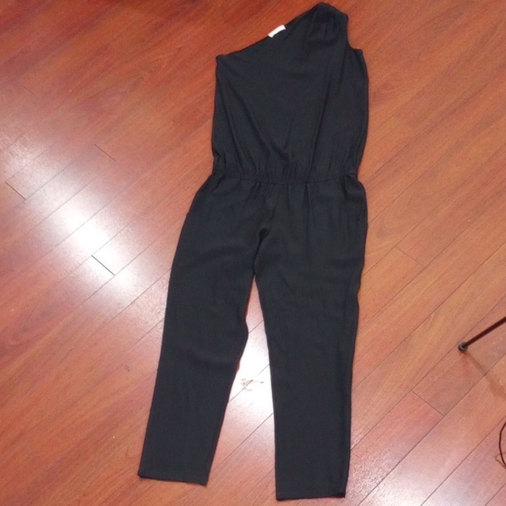 Ramy Brook Lulu  Black Silk One Shoulder Jumpsuit, Size XS - Picture 5 of 12